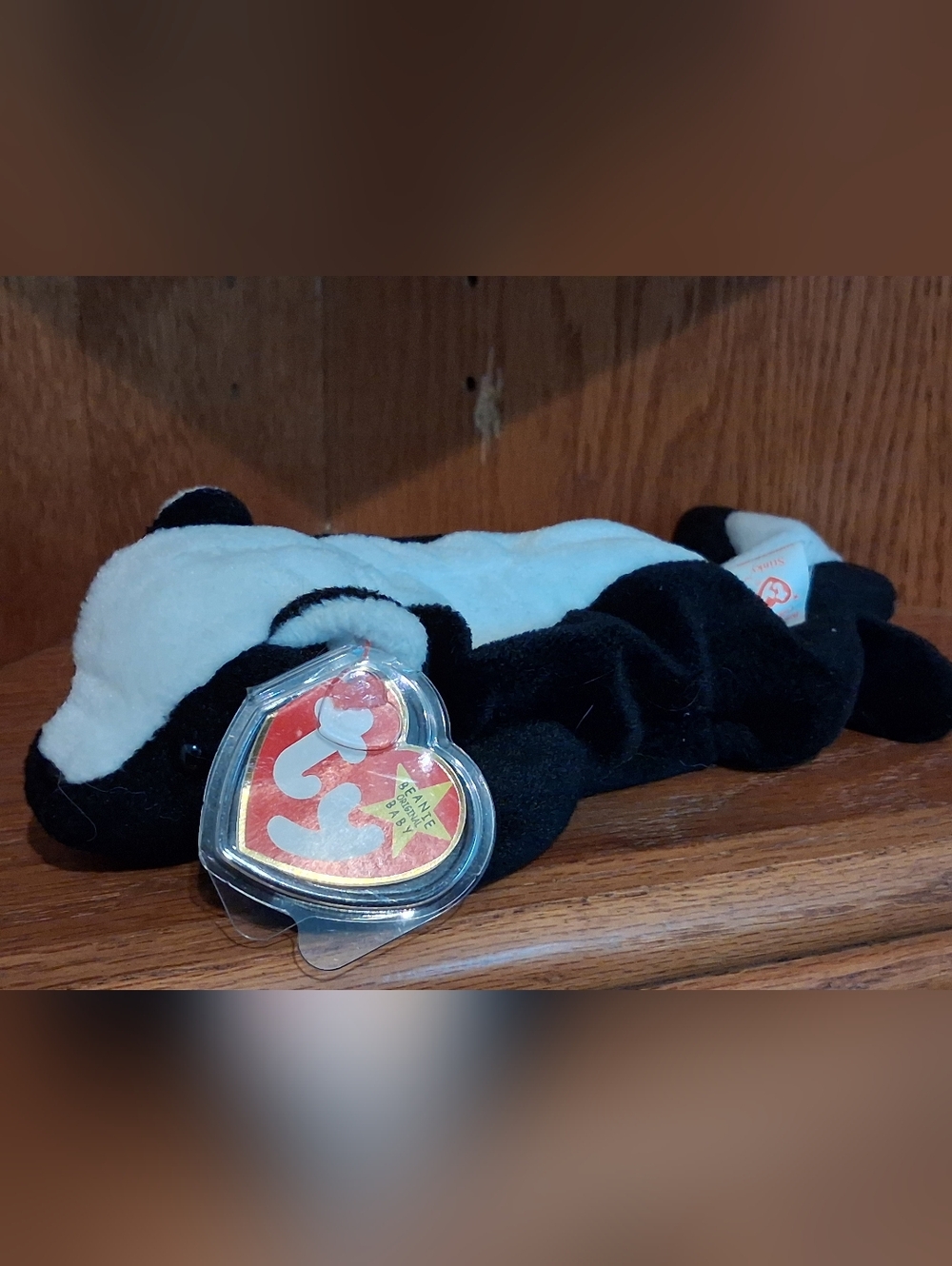 Ty Beanie Baby Black and White Plush with Heart Tag